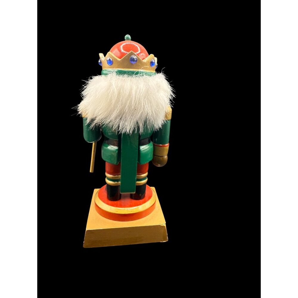 Vintage Wooden Nutcracker Soldier Figurine With Crown & Jewel Accents - Picture 5 of 7